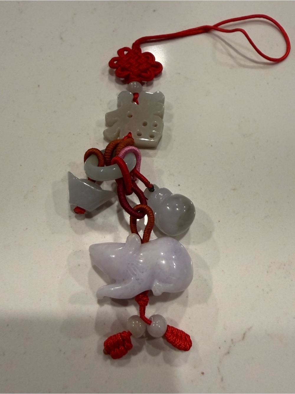 Lot of 5 Chinese Zodiac Rat Knot Jade Cell Phone Charm Strap Red ~ Beautiful